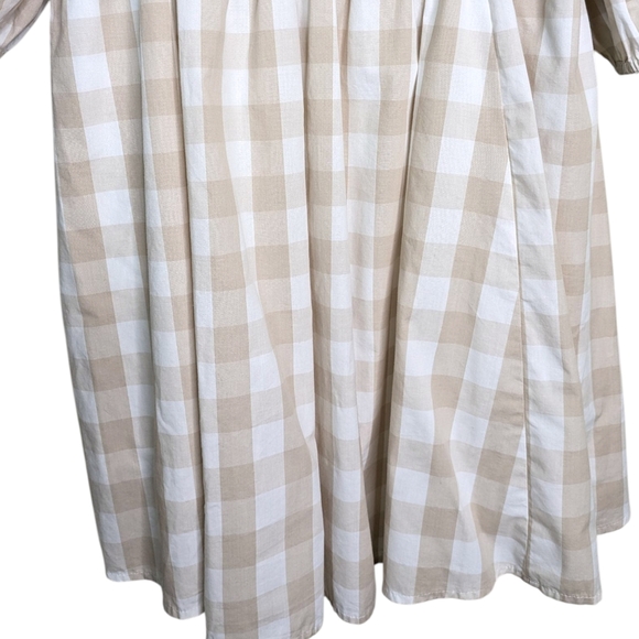 Abercrombie Fitch Emerson Poplin Puff Sleeve Gingham Dress Large Tall LT Peasant - Picture 3 of 13
